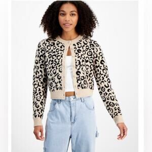 Madden Girl NWT Soft Knit Animal Print Cardigan Sweater Juniors Size L